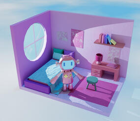 3d room and robot